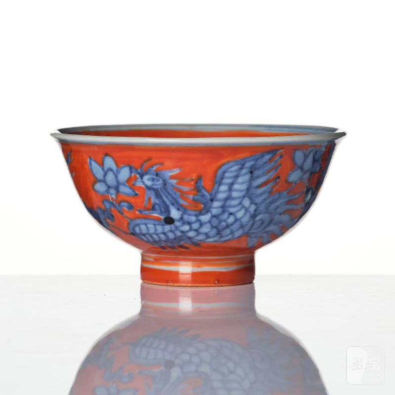A small blue and white phoenix cup, - 图3